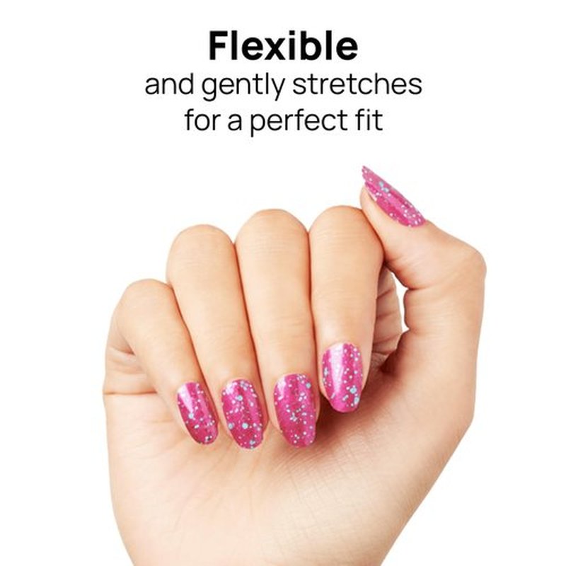 Color Street - Bauble & Bright - Hot Pink Glitter Nails with Blue Sparkle, Real Nail Polish Strips, Festive Holiday Manicure - 16 Double-Ended Strips