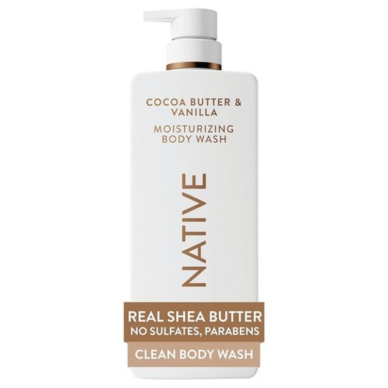 Native Body Wash - Cocoa Butter & Vanilla | 24-Hour Hydration for Dry Skin, 22 oz