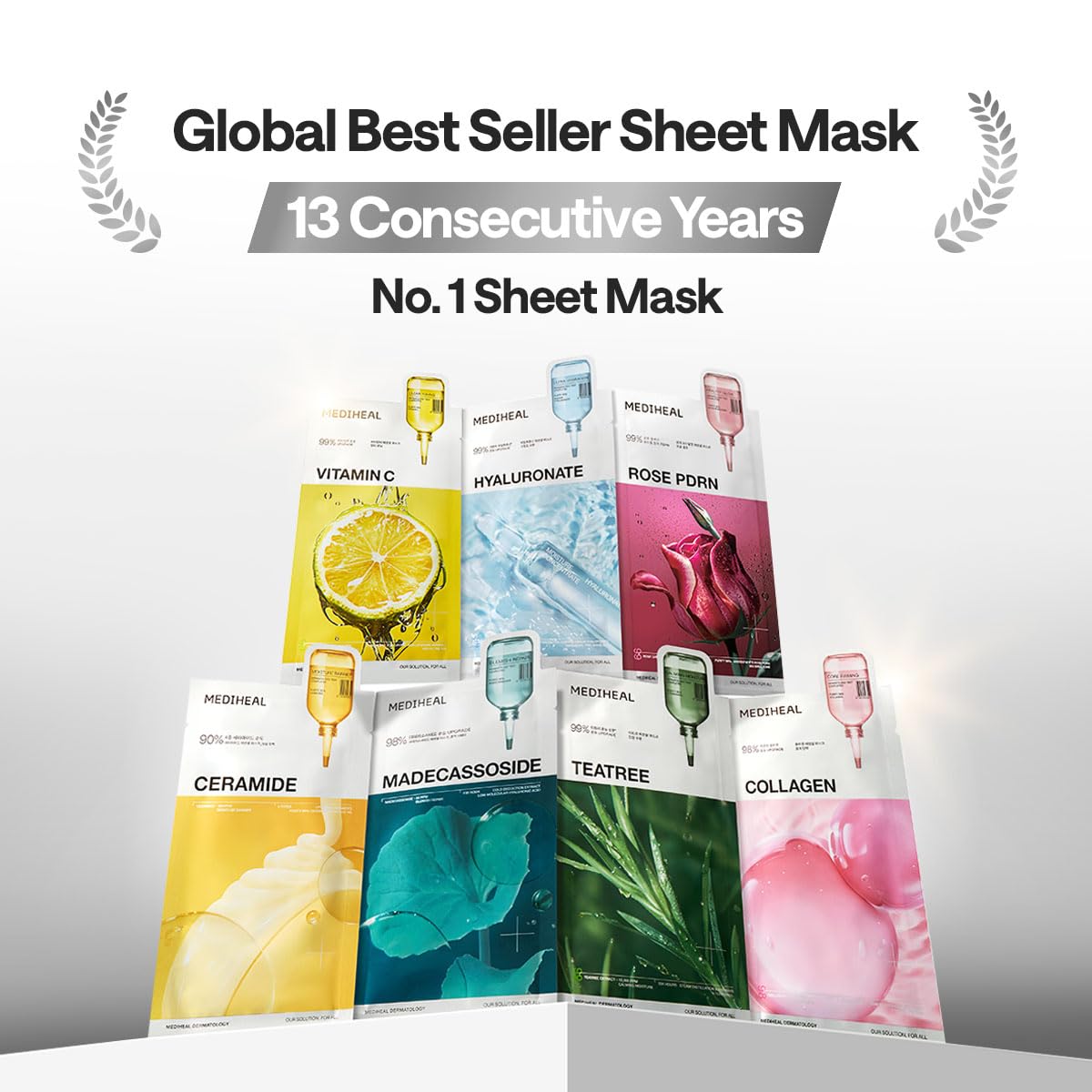 Mediheal Essential Face Mask [Madecassoside] Blemish Repair 4 pcs. with 98% Purity Madecassoside & Hyaluronic Acid - Soothing Care, Hydrating- Travel Essentials, Vegan Formula Korean Sheet Mask