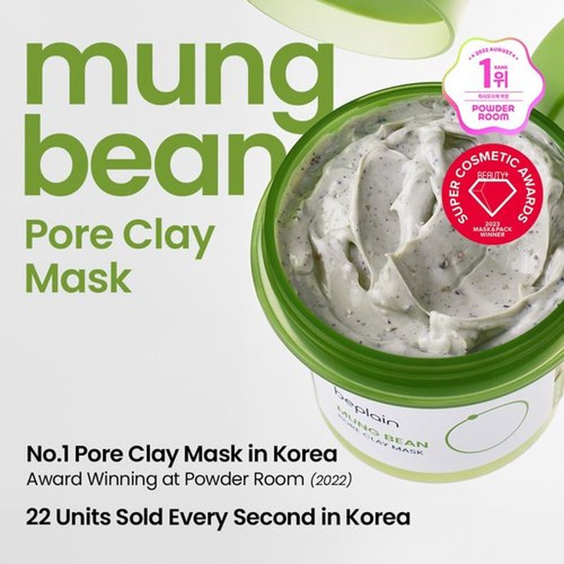 beplain Mung Bean Pore Care Trio - Cleansing Oil & Cleansing Foam 80ml &Clay Mask | Korean Skin Care | Suitable for Sensitive Skin