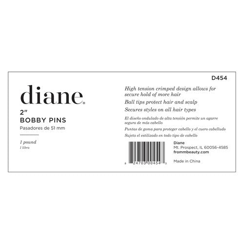 Diane Bobby Pins - 2" Black Hair Pins | 1 Lb. Pack (Approx. 600 Pins) for All-Day Hold