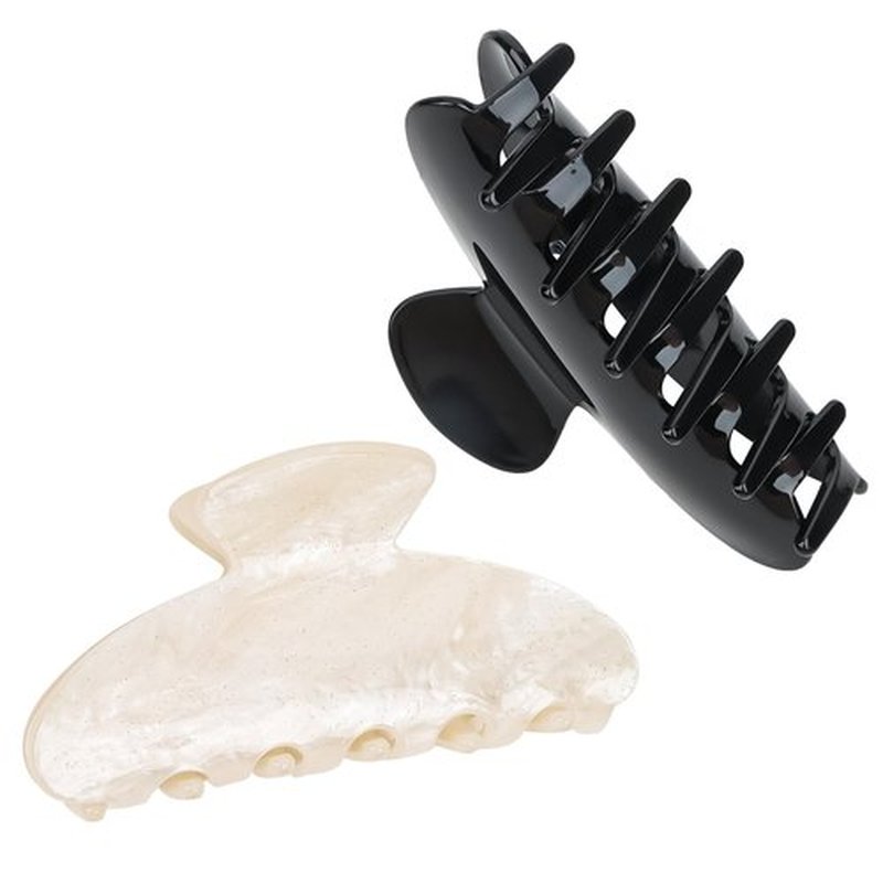 ACO-UINT 2 Pack Hair Claw Clips for Women Acrylic Claw Clips for Thick Hair Non-slip Clip for Hair Large Claws Hair Accessories for Women Girls（Black&White）