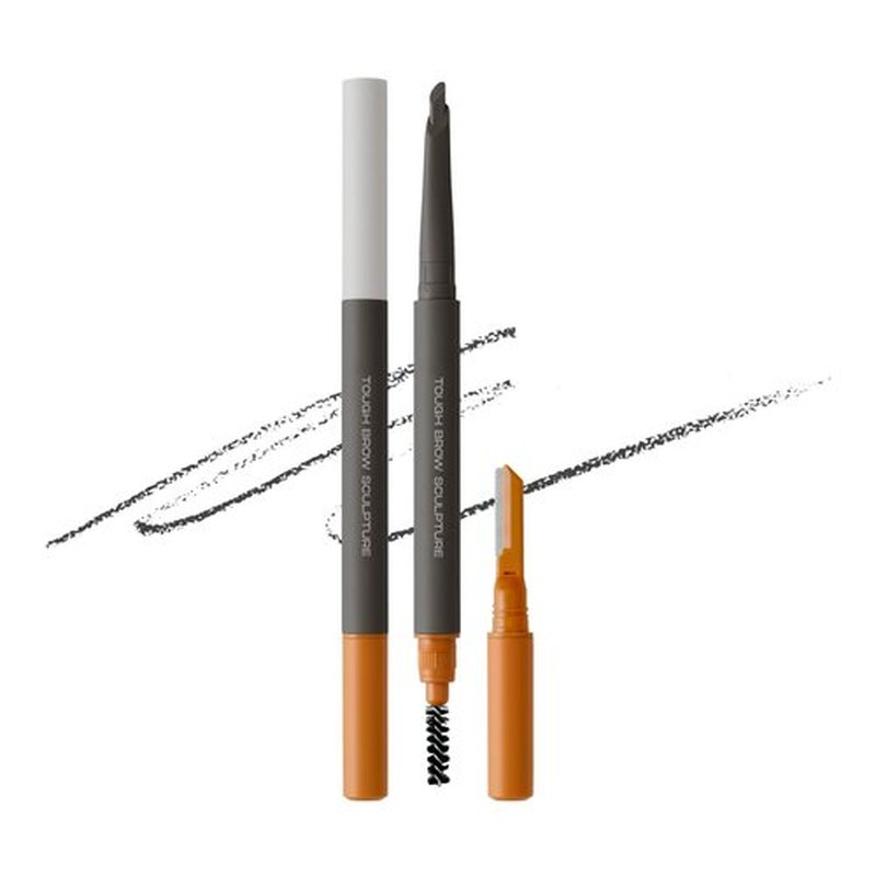 ENTROPY MAKEUP Tough Brow Sculpture Pencil, 3-In-1 Eyebrow Pencil with Built-In Razor & Brush, Smudge-Free, Long-Lasting, Natural Finish, Cool Gray (Charcoal)