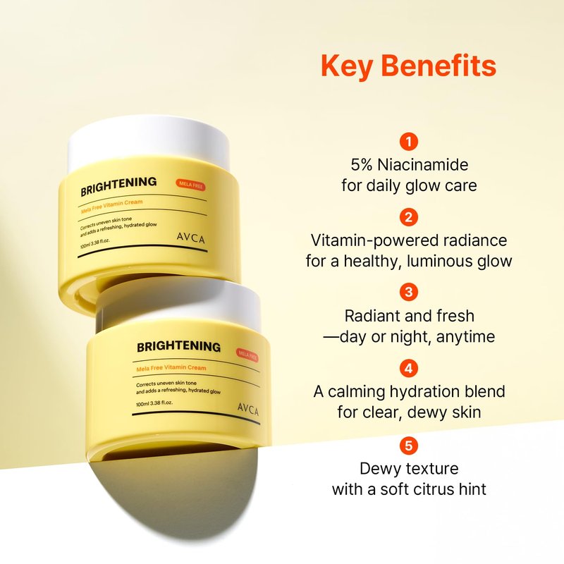 AVCA Vitamin + Niacinamide Radiance Cream - Even Tone & Glow Moisturizer | 100ml (3.38 fl. oz)
