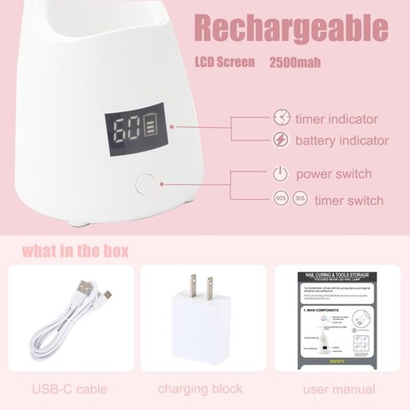 Sewinde Touch Switch Gel X Lamp, Flash Cure Nail Lamp, Rechargeable Cordless UV LED Light with Timer, Gooseneck Gel Nail Dryer, Fast Curing Lamps for Professional and Home Use