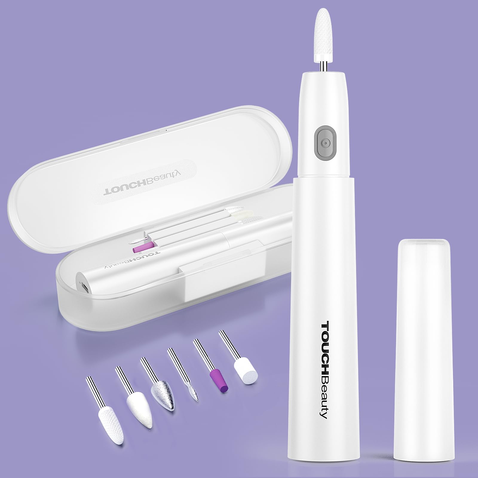 TOUCHBeauty Electric Nail Drill: Professional Files for Acrylic Gel Nails - Lightweight, Portable Manicure Pedicure Kit With Case - Perfect for Regular and Nail Art