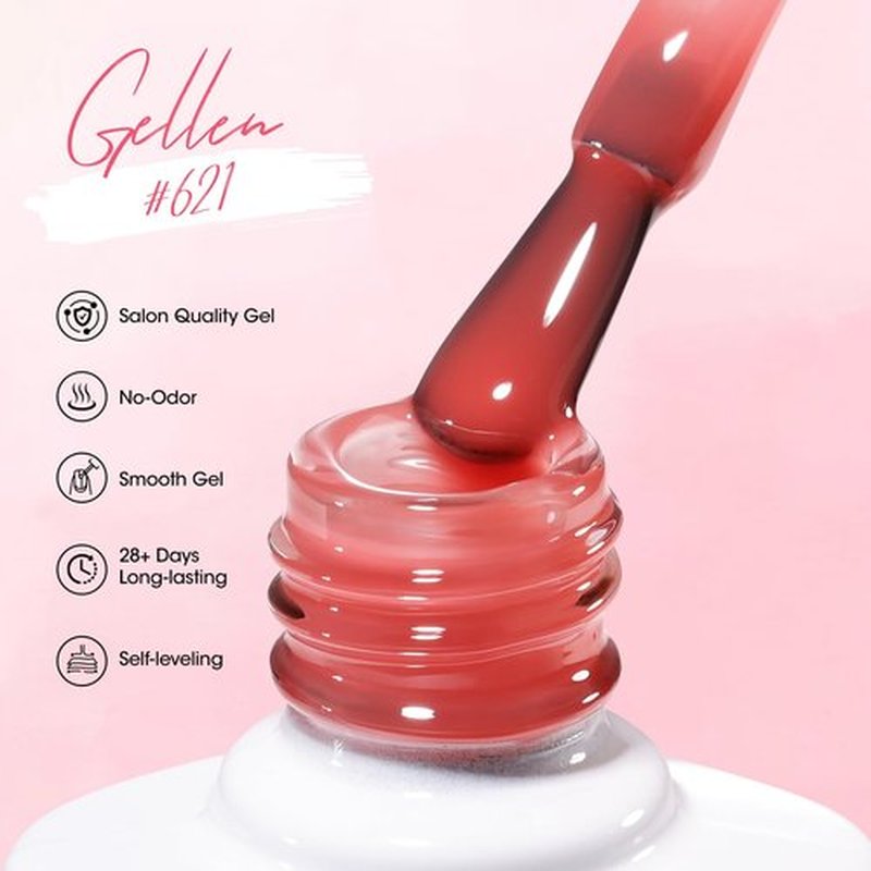 GELLEN Nude Gel Nail Polish, French Tip Gel Nail Polish Set Pink Jelly U V Gelpolish Soak off French Manicure Kit for Nail Art