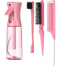 Hair Brush Set with Continuous Spray Bottle，Slick Back Hair Brush Back Brushing, Combing, Slicking Hair (PINK)