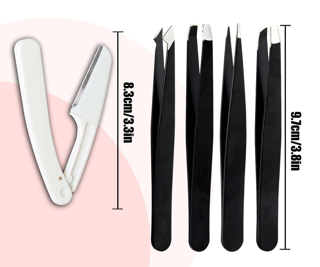 Muzioiernsu Tweezers for Women Facial Hair Eyebrow Kit Tweezer Set Black