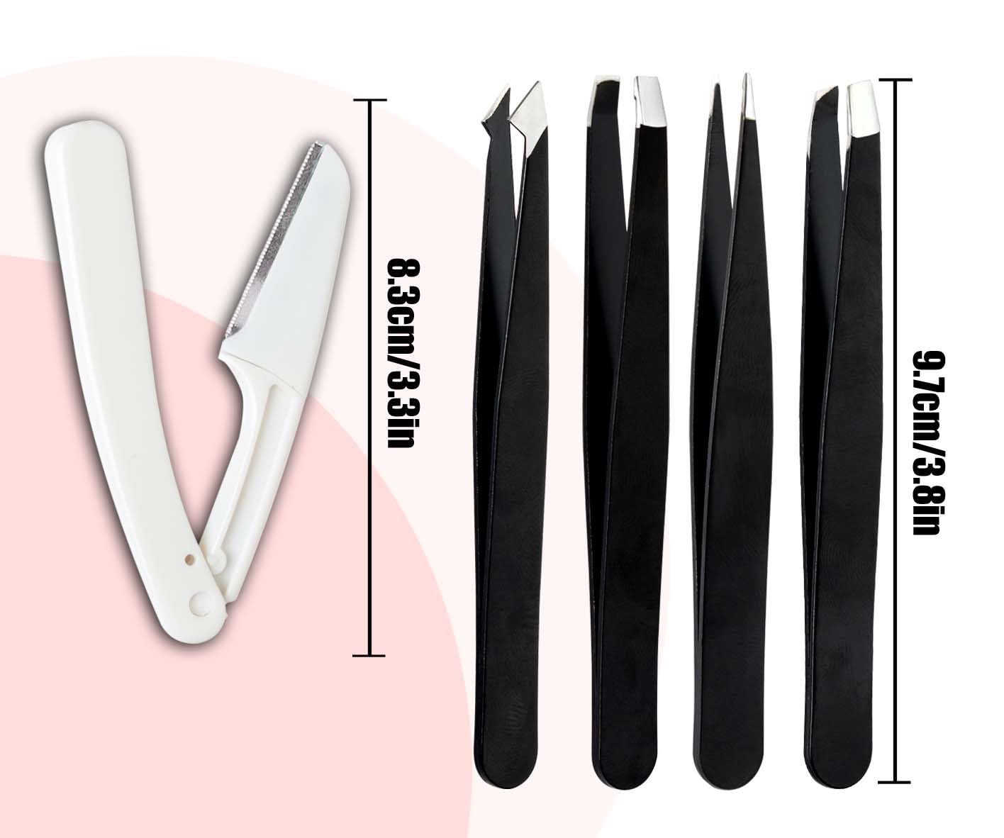 Muzioiernsu Tweezers for Women Facial Hair Eyebrow Kit Tweezer Set Black