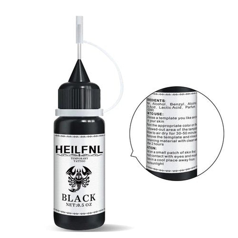 HEILFNL Temporary Tattoo Kit - 14 Bottles Color Temporary Tattoo Ink with 75 Pcs Stencils, DIY Fake Tattoos - Suitable for Adults, Teens, Women, Men & Art Painting Party