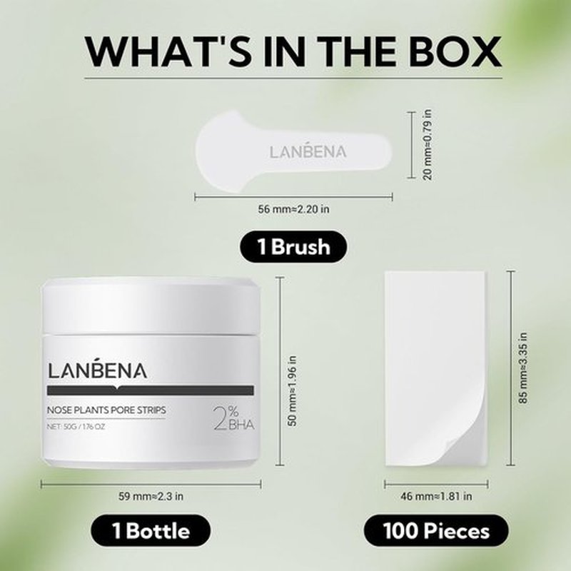 LANBENA Pore Strips - Blackhead Remover Nose Strips (100 Pcs) | 50g/1.76 Oz, Easy to Use