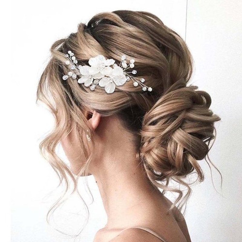 JONKY Flower Bride Wedding Hair Clip Bridal Rhinestone Barrettes Accessories for Women
