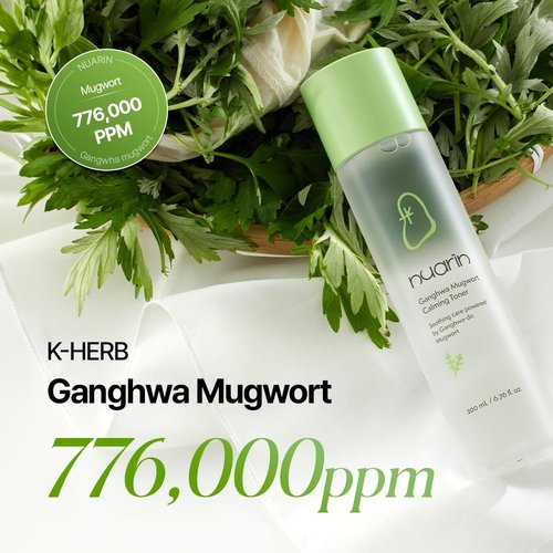 NUARIN Ganghwa Mugwart Calming Toner 200ml / 6.76 fl.oz | 77% Ganghwa-Origin Mugwort Extract | LHA Exfoliating Daily Toner for Pore & Sebum Care | Vegan | Korean Skincare