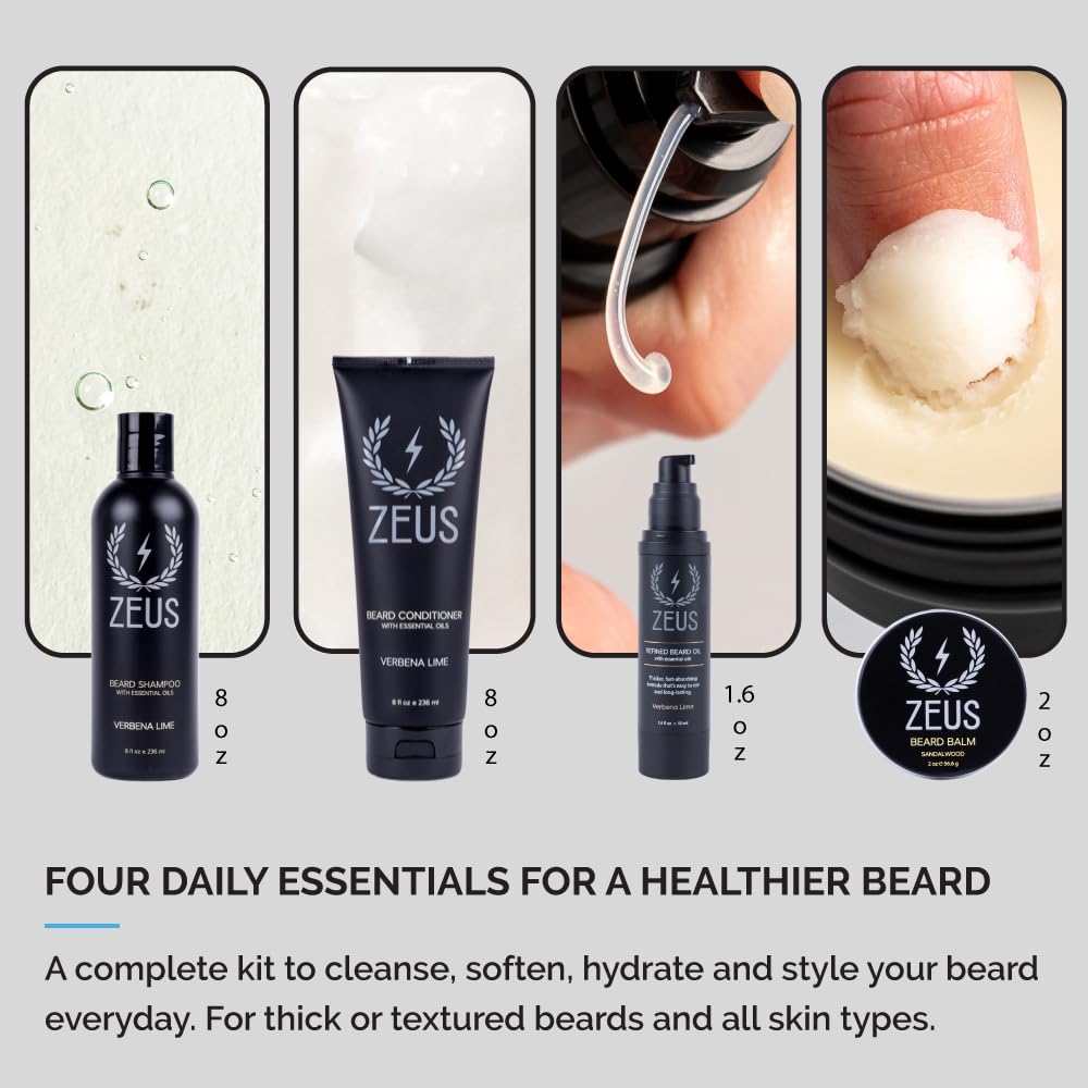 ZEUS Everyday Refined Beard Conditioning Kit for Men (Sandalwood)