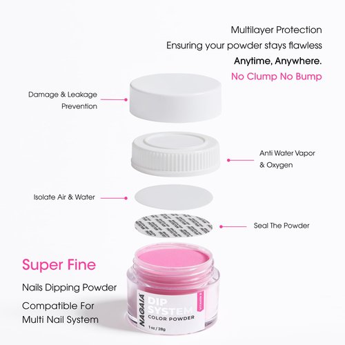Premium NAGAIA Glacial Blue Dip Color Nail Dipping Powder, Chip Resistant, No Clumps, No Bumps, Salon & Home Use, No UV Curing Needed