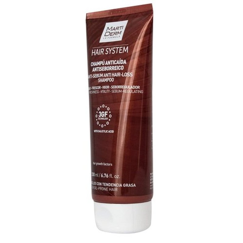 Martiderm Hair System 3GF Antiseborrheic Shampoo - 200ml | Nourishes and Strengthens Hair