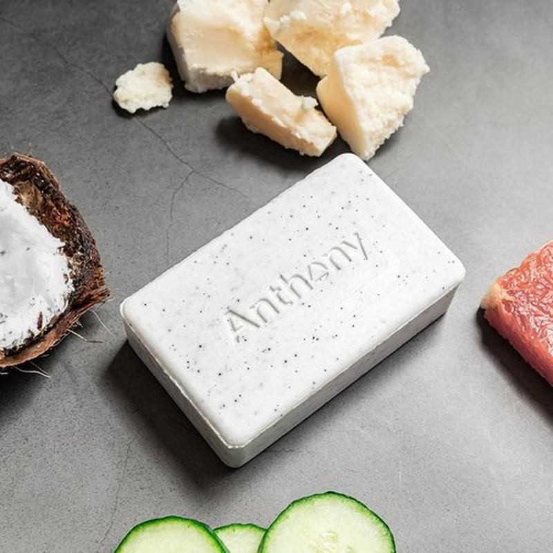 Anthony Men's Exfoliating Soap Bar, Grapefruit Scent, 5 Oz - Infused with Cucumber Extract, Jojoba, Shea Butter, Squalane & Coconut Oils for Moisturizing, Exfoliating & Refreshing Body Skin