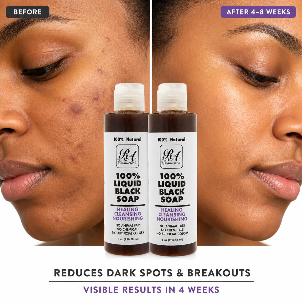 RA COSMETICS 100% African Liquid Natural Black Soap - 8 oz