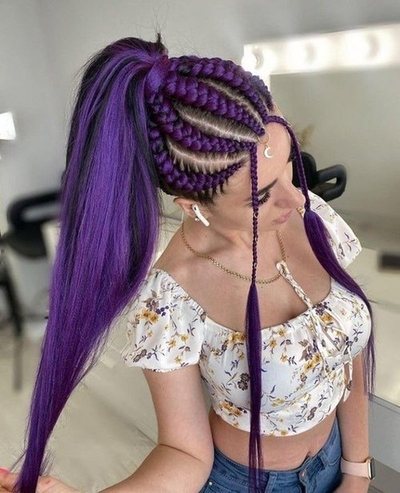 Alrence Purple Braiding Hair Pre Stretched Long Braid 30 Inch 2 Packs Professional Braiding Hair Extensions Synthetic Crochet Twist Braids (30 Inch, Purple)