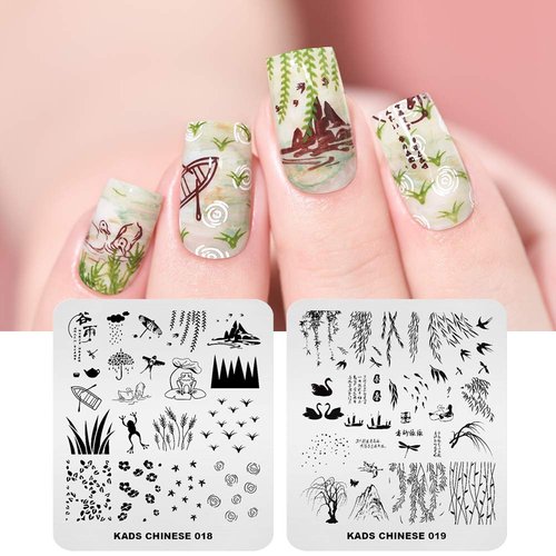 KAD Nail Stamping Plates 8pcs Templates Nail Art Plates Set Chinese Style Series