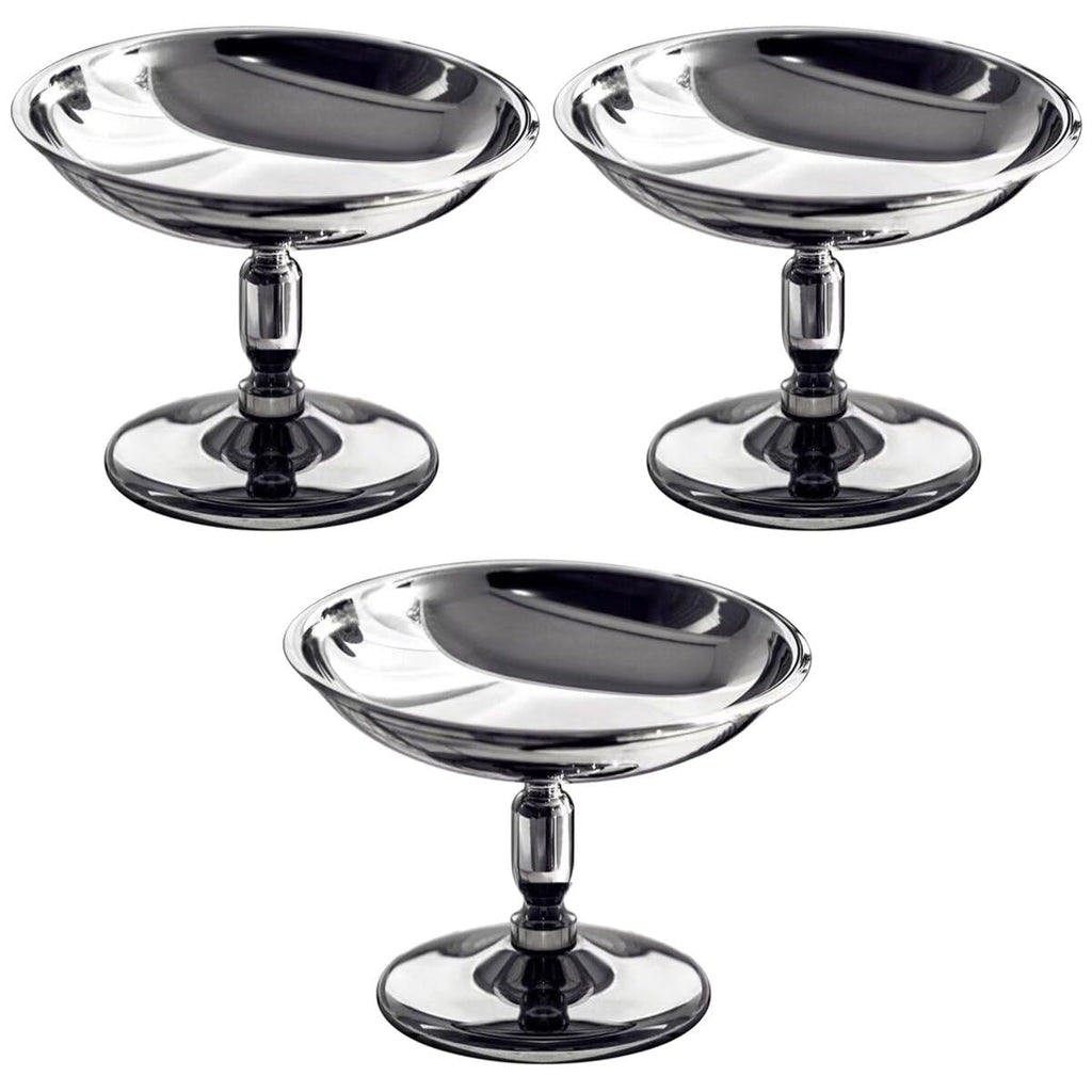 Angoily 3Pcs Mini Ice Cream Cup, Stainless Steel Dessert Sliver Cup Footed