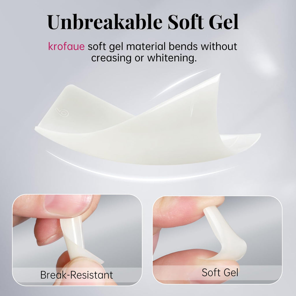 Krofaue 500PCS Soft Gel French Half Cover Acrylic Nail Tips Manicure