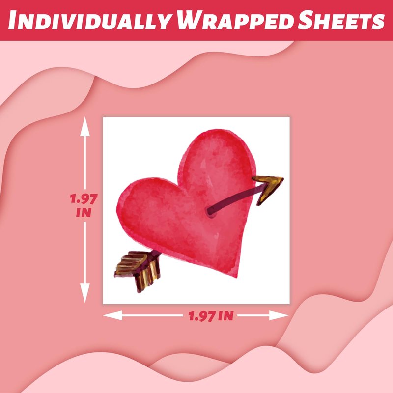winthrop 240 Pcs Bulk Valentine Heart Temporary Tattoos for Kids, Individually Wrapped Colorful Safety Waterproof Tattoos, Best Choice for Valentines Gadget Bag Stuffers, 60 Different Designs Heart