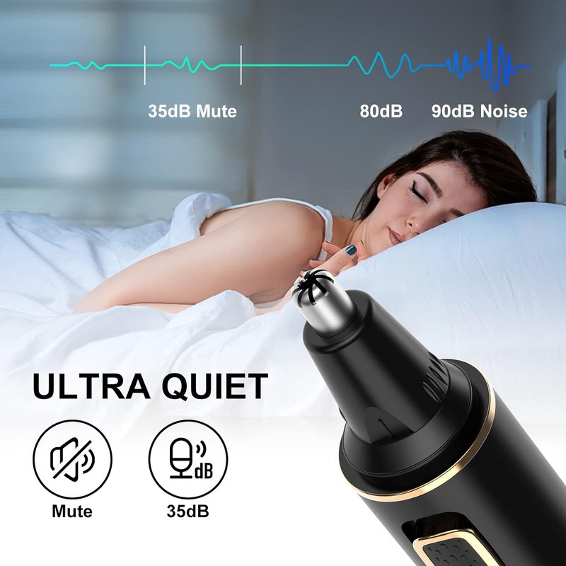 XOOMRSCP Nose Hair Trimmer - Rechargeable 2-in-1 Painless Ear & Nose Hair Removal | IPX7 Waterproof, Black