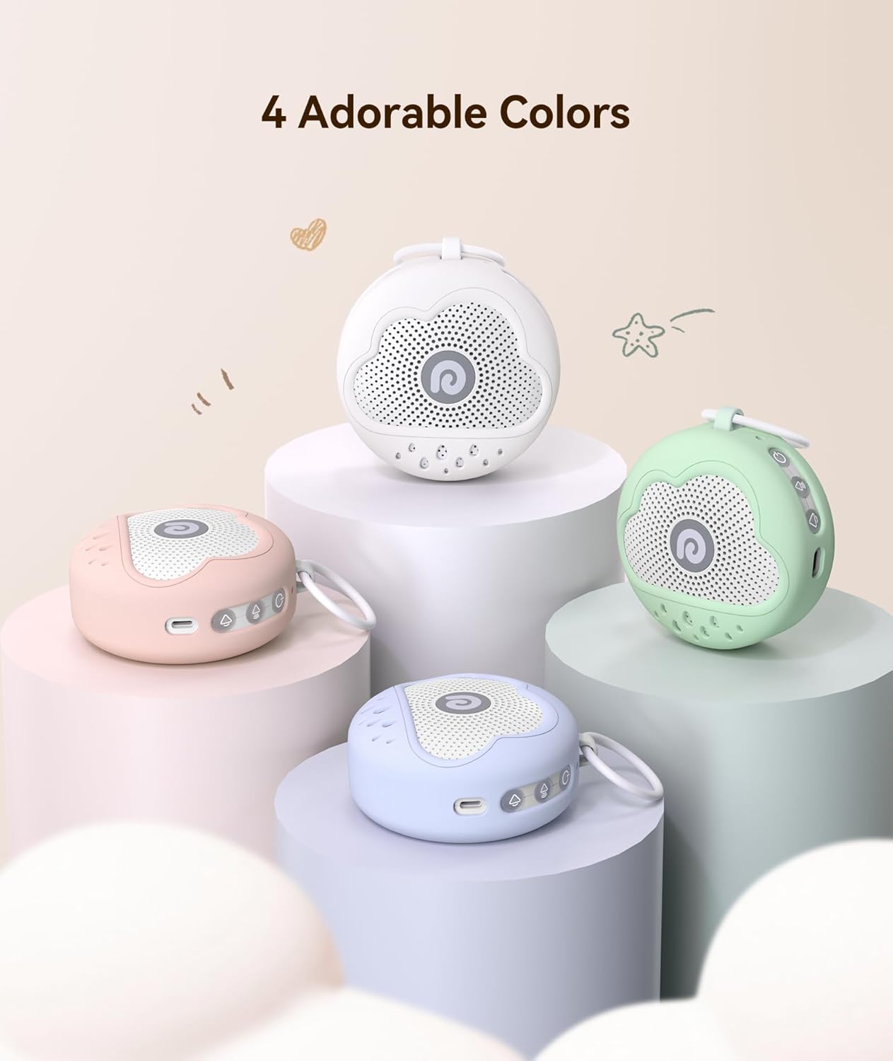 Dreamegg White Noise Machine - Portable Sound Device with 21 Soothing Sounds & Safe Silicone Cover | Ideal for Baby Sleep (Blue)