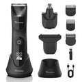 TEENOVA Manscape Body Hair Trimmer for Men, No Nick Pubic Bikini Trimmer for Women, 3 in 1 Versatile Groin Shaver with Nose Hair Trimmer, Cordless Dock Charging, LED Display, Wet/Dry Grommer (Green)