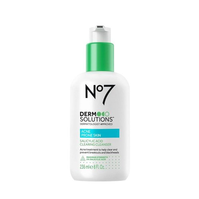 No7 Derm Solutions Salicylic Acid Facial Cleanser - Exfoliating Face Wash with 2% Salicylic Acid & 4% Niacinamide for Acne-Prone Skin (6.7 fl oz)