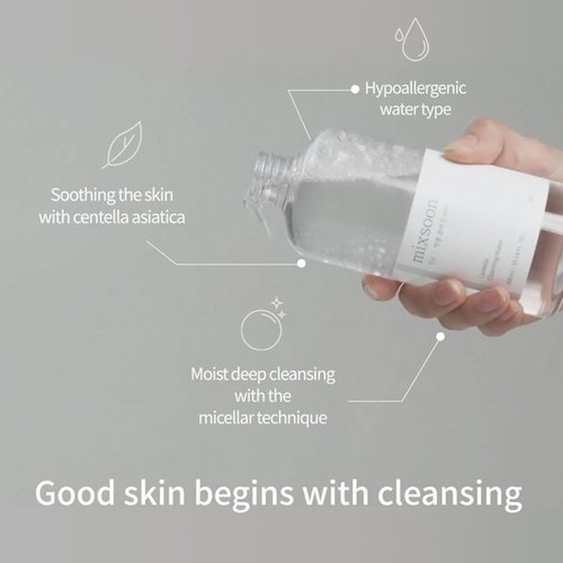 Mixsoon Centella Cleansing Water - 10.14 fl oz | Gentle Face Cleanser for Sensitive Skin with Aloe Vera