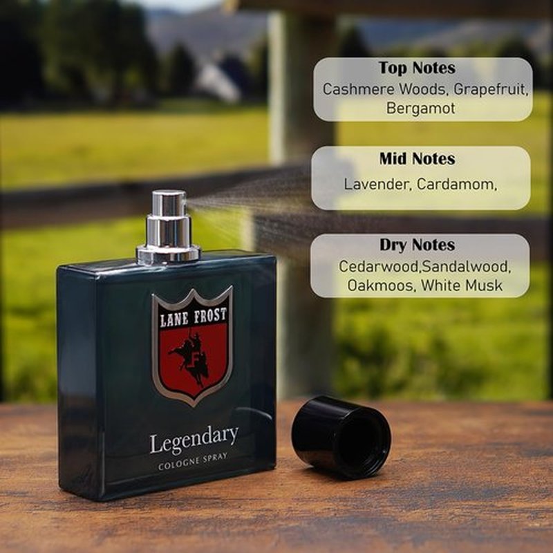 Lane Frost Legendary Cologne for Men - Authentic Western Scent | Long-Lasting Woodsy Fragrance with Cedarwood & Musk