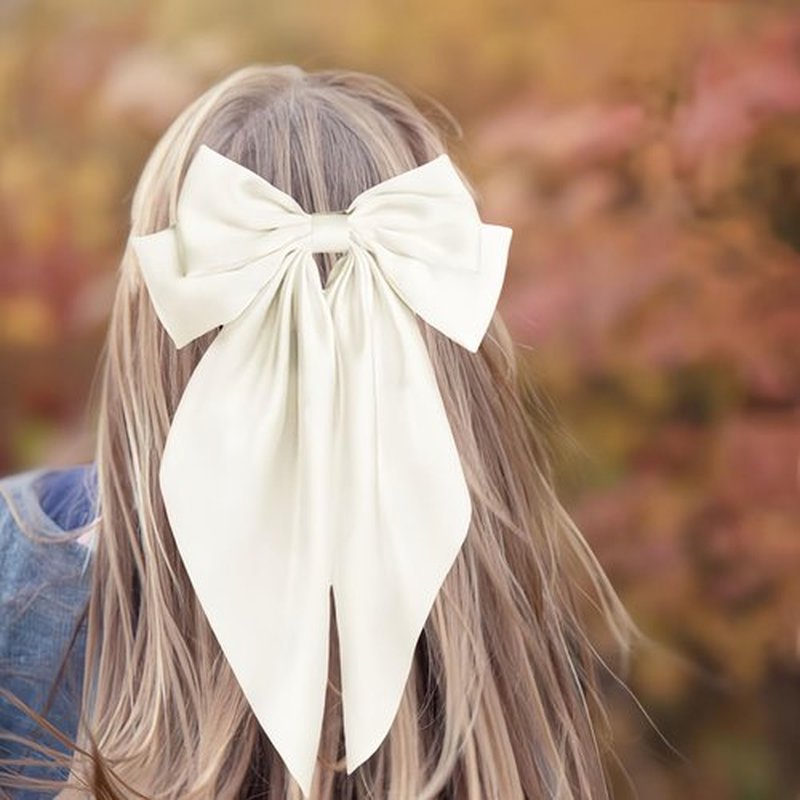 12 PCS Large Hair Bows for Women Girls Cute Ribbon Bow Hair Clips with Long Tails, Big Silky Satin Bows for Hair, Vintage Hair Accessories for Girls Women