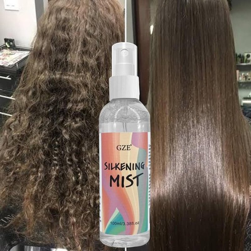 GZE Silk Spray with Moroccan Argan Oil - Alcohol-Free Thermal Protector for Hair Straightening & Detangling