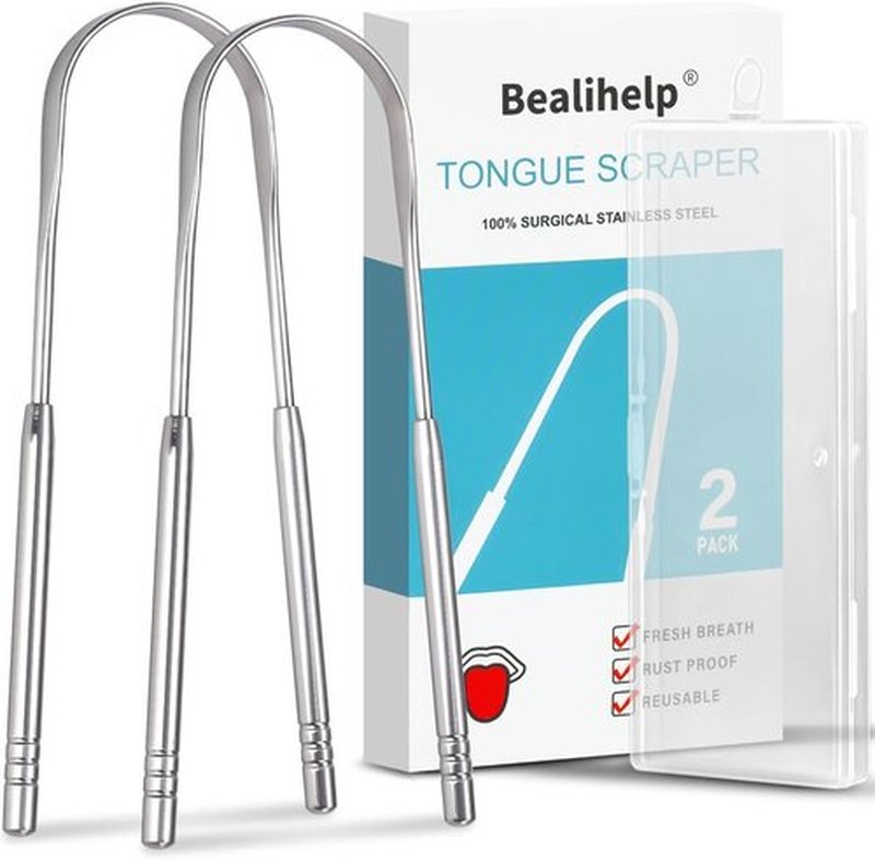 Skiennix Tongue Scraper - 100% Surgical 304 Stainless Steel Cleaner for Fresh Breath | 2 Pack