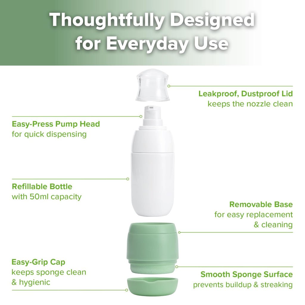 Haakaa Sunscreen Applicator for Kids, Refillable Pump Sunblock Dispenser with Soft Sponge Head, Leakproof Sunscreen Brush for Outdoor Travel, Park & Vacation, 1.7 oz, Extra Sponge Base Included
