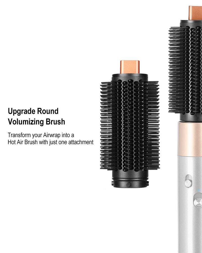Upgraded Round Volumizing Brush Attachment Compatible with Dyson Airwrap Multi-Styler, Reduced frizz for Voluminous Bouncy Style, fits HS01 HS05 i.d. Copper