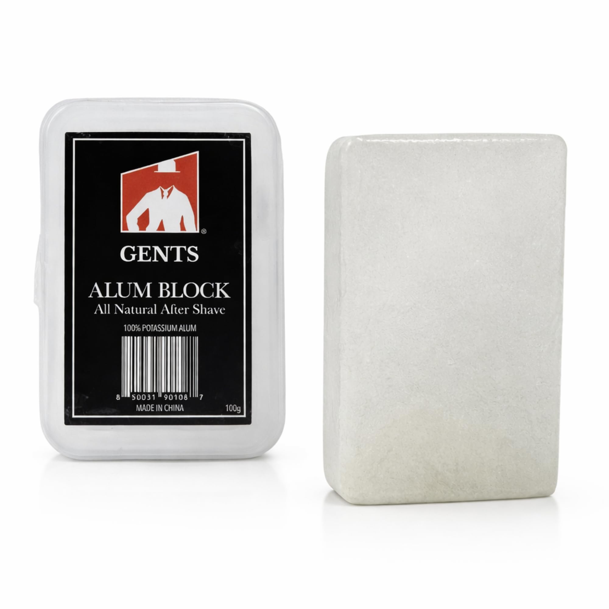 G.B.S 3.5 Ounce Alum Block in Plastic Case | Fragrance-Free Natural Deodorant & Aftershave for Razor Burn Relief | Stops Bleeding, Fights Bumpy Skin, & Prevents Sweat – Travel-Friendly & Long-Lasting