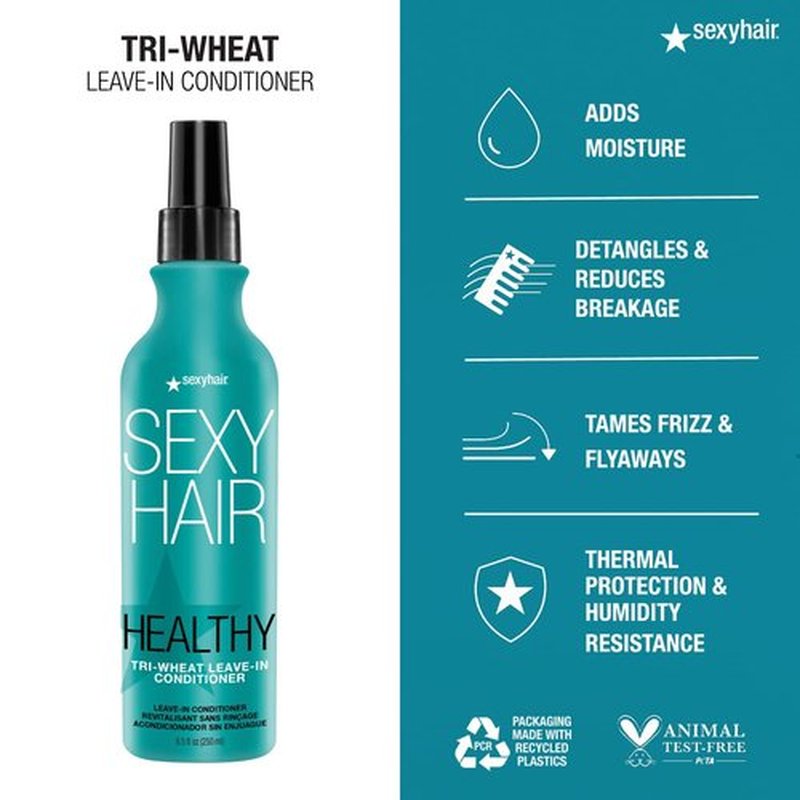 SexyHair Healthy Tri-Wheat Leave-In Conditioner - Enhances Detangling & Reduces Breakage | Moisture, Smoothness & Shine
