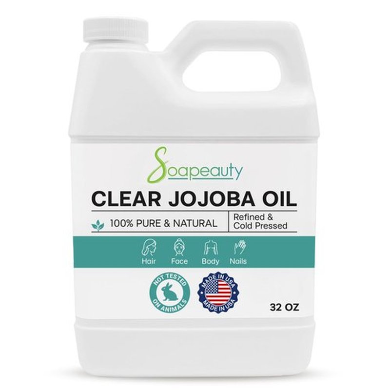 Soapeauty Clear Jojoba Oil | 100% Pure & Natural | Refined, Cold Pressed, Hexane Free | Moisturizing Oil for Skin, Face, Hair & Nails | 32 fl oz