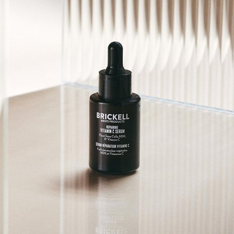 Brickell Men's Anti-Aging Vitamin C Serum - Natural Hyaluronic Acid for Wrinkle Repair | 1 oz
