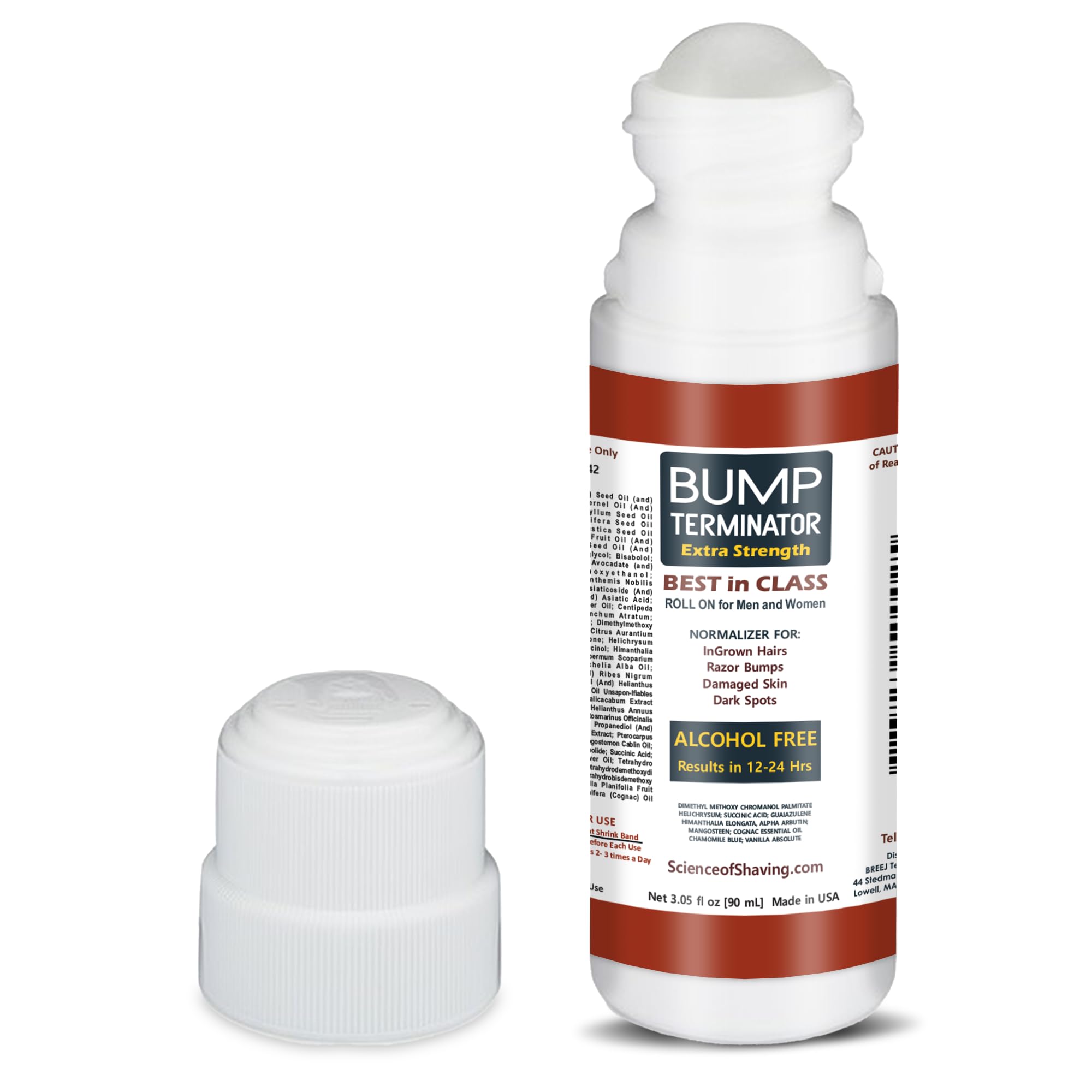 BUMP Terminator Alcohol FREE Anti Razor Bumps, Ingrown Hair, Skin Treatment for Face, Neck, Bikini area, Legs-After Shave & Back Of Head Bumps Remover, Unisex (Roll 3.05 oz Extra Strength)