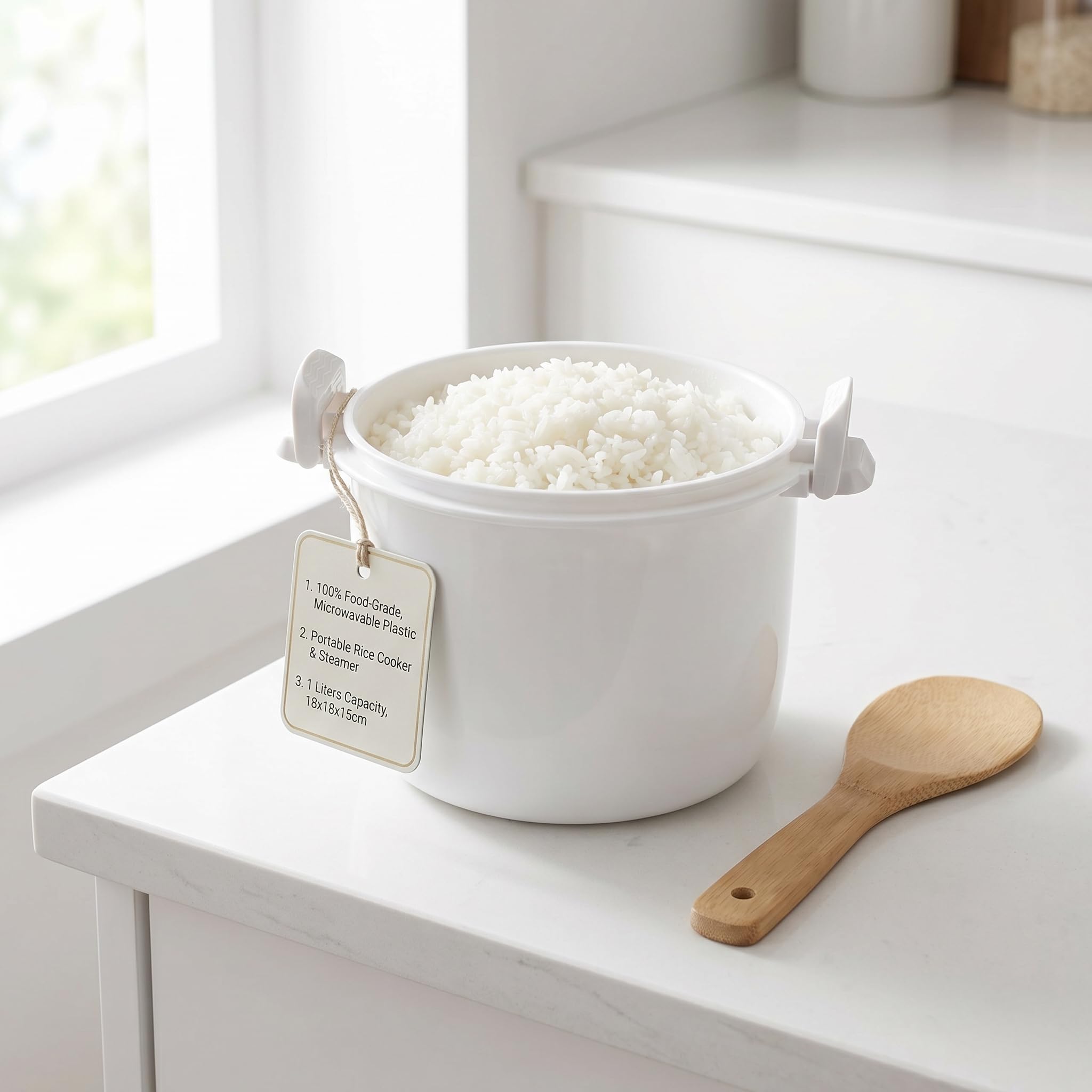 Angoily Microwave Rice Cooker: Portable Microwave Rice Steamer for Vegetable, Microwavable Pasta Cookware, Kitchen Non- Stick Pot Bacon Cooker for Cooking Soup Stews Oatmeal Steamer Food 18x18x15cm