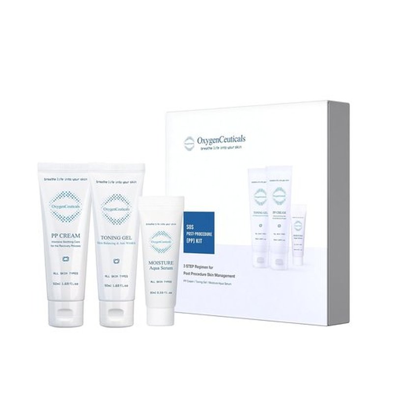 OxygenCeuticals SOS PP Kit - Post Laser Skin Care Gel, Serum & Cream for Moisturizing & Repairing