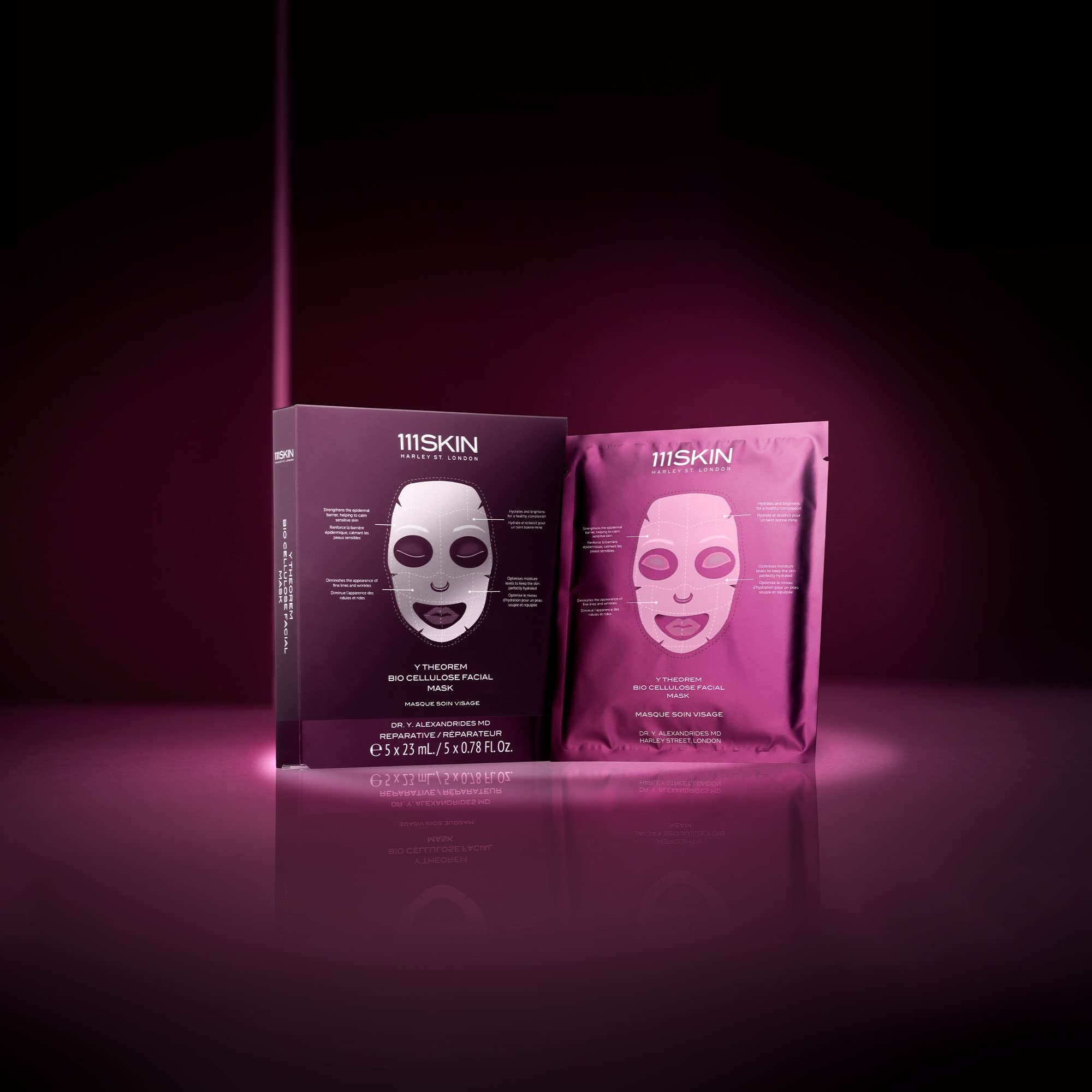 111SKIN Y Theorem Bio Cellulose Facial Mask | Repair, Rest & Rejuvenate Skin | Set of 5 (0.78 oz each)