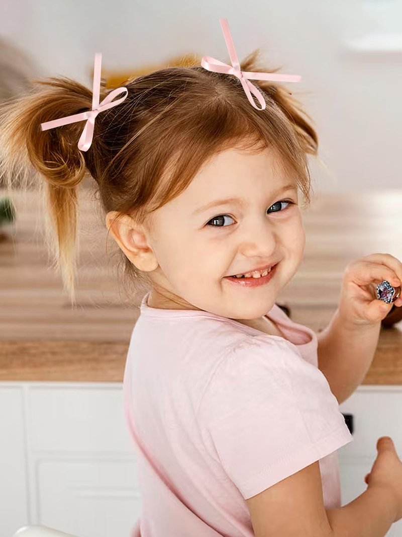 XFYUZR Bow Hair Clips, Long Tail Ribbon Hair Clips for Women, Pink White Red Satin Hair Bow Tassel Barrettes, Bowknot Accessories for Girls Teens Kids (30PCS)