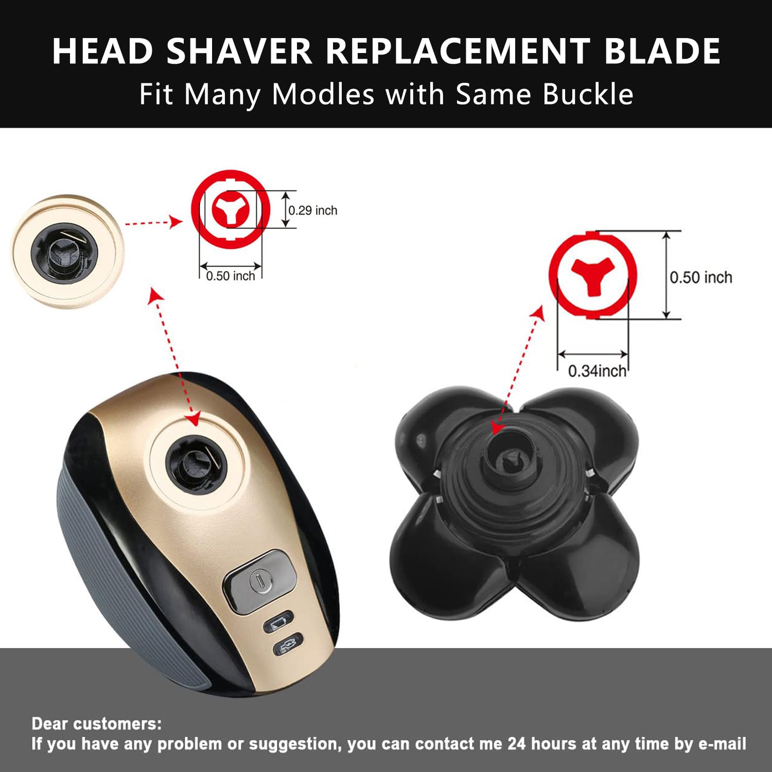 3 PCS Universal 5 Blades Head Shaver Replacement heads for Freebird Head shaver and Other Brand shaver Black