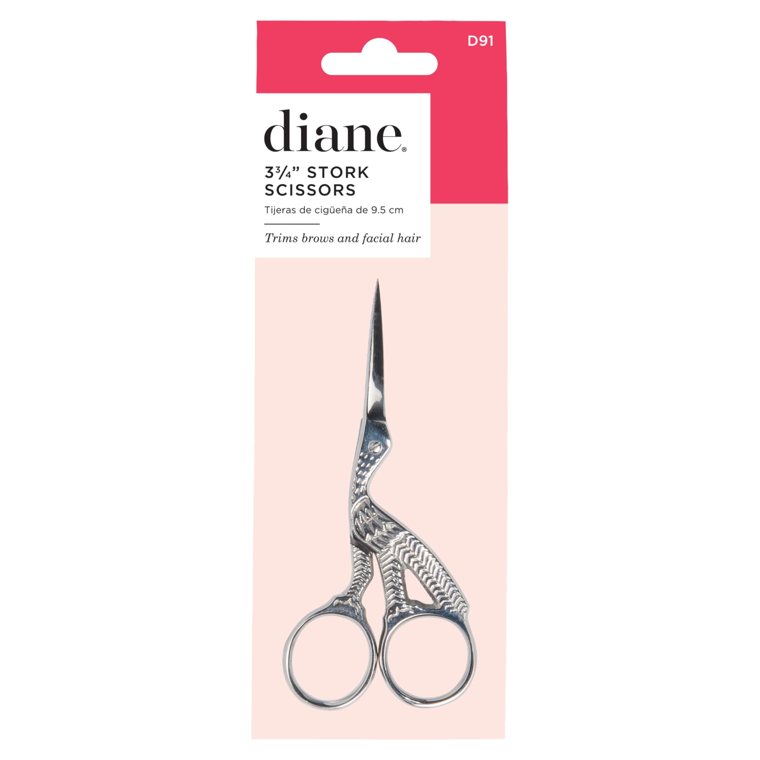Diane Stainless Steel Stork Eyebrow Scissors, Precision Facial Hair & Brow Trimming Scissors for Women & Men, Sharp Ergonomic Beauty Grooming Scissors for Eyebrows, Mustache & Stray Hair Shears, 3.75"